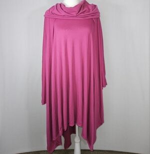Boutique Women's Pink Cowl Neck Dolman Sleeve Long line Poncho OS